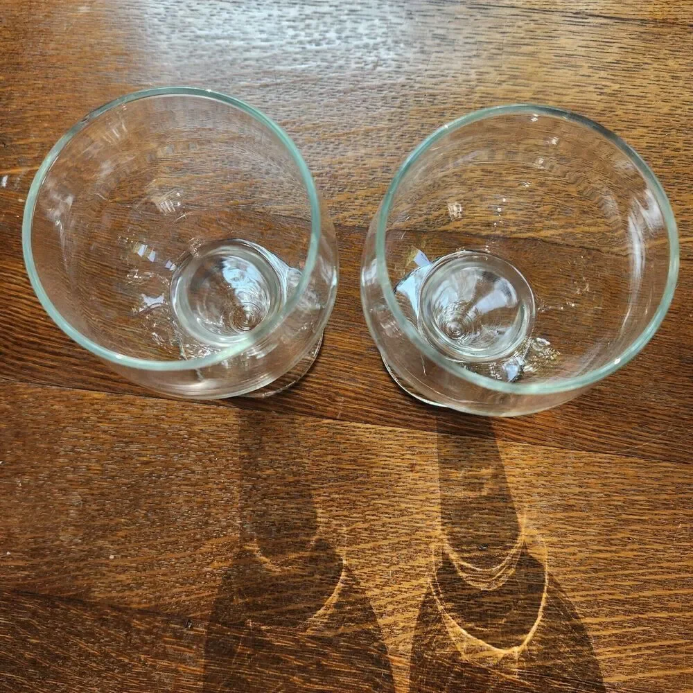 Vintage 16oz Hollow Stem Beer Glasses Mid Century Barware Set Of 2